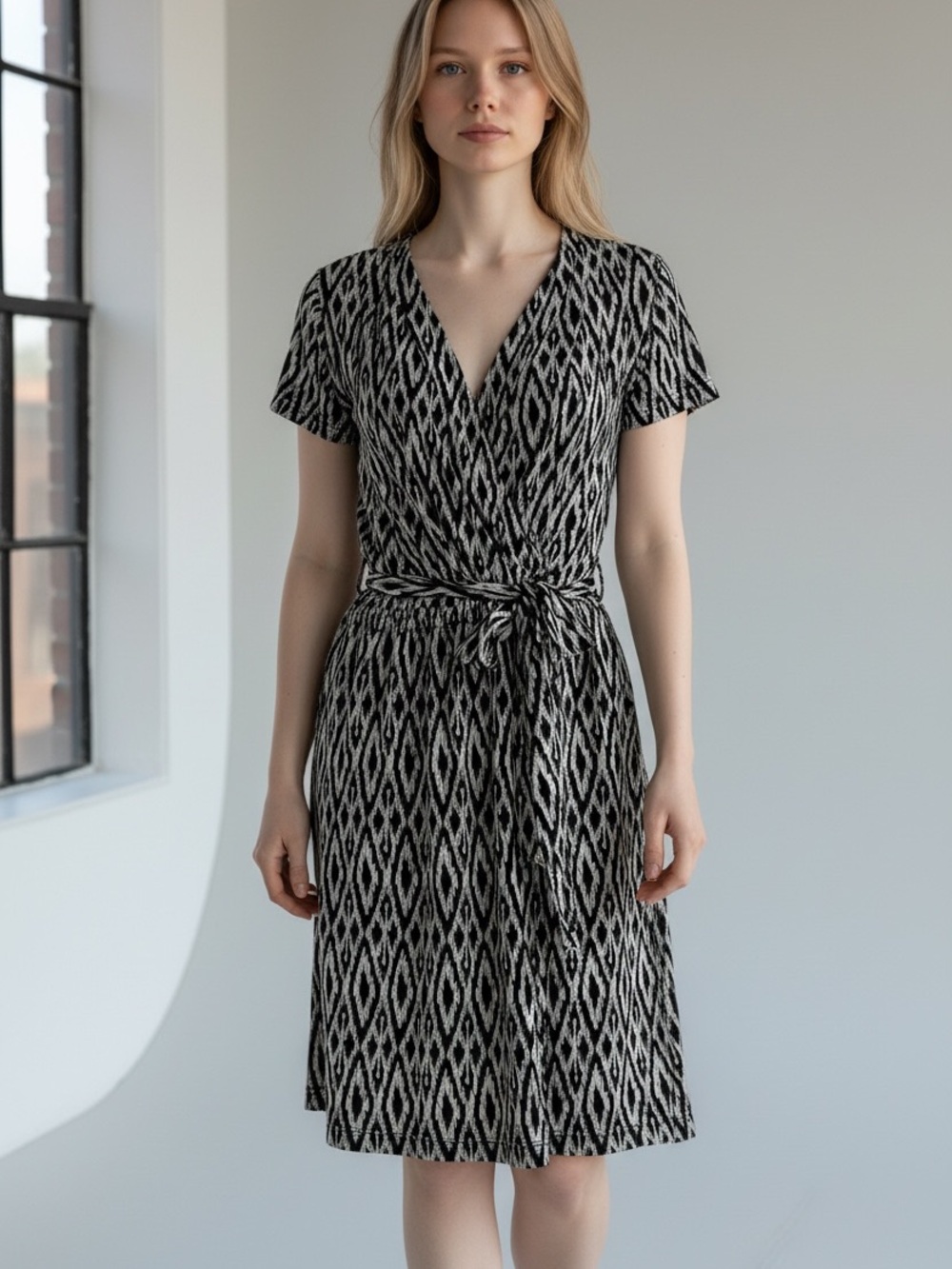 Banana Republic Black and White Midi Dress